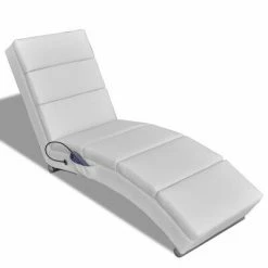 VidaXL Chaise longue de massage Blanc Similicuir