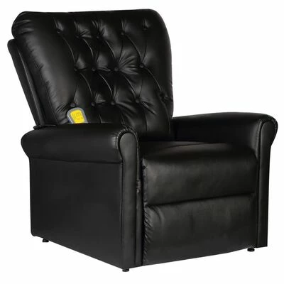 VidaXL Fauteuil de massage Noir Similicuir 1 VidaXL Fauteuil de massage Noir Similicuir