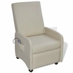 VidaXL Fauteuil de massage Crème Similicuir