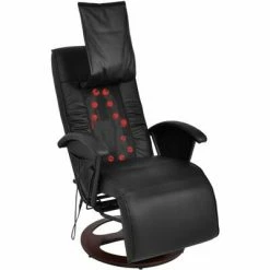 VidaXL Fauteuil de massage shiatsu Noir Similicuir