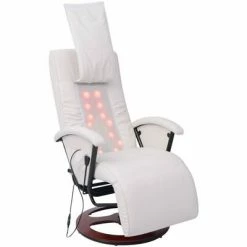 VidaXL Fauteuil de massage shiatsu Blanc Similicuir