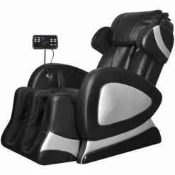 VidaXL Fauteuil de massage avec écran Noir Similicuir