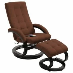 VidaXL Fauteuil de massage avec repose-pieds Marron Tissu en daim
