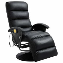 VidaXL Fauteuil de massage TV Noir Similicuir