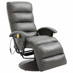 VidaXL Fauteuil de massage TV Gris Similicuir