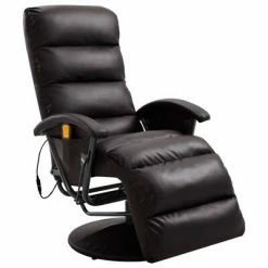 VidaXL Fauteuil de massage TV Marron Similicuir