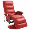 VidaXL Fauteuil de massage TV Rouge Similicuir