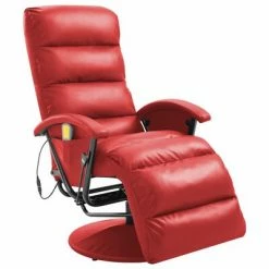 VidaXL Fauteuil de massage TV Rouge Similicuir