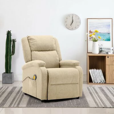 VidaXL Fauteuil de massage Crème Tissu 2 VidaXL Fauteuil de massage Crème Tissu – Image 2