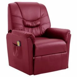 VidaXL Fauteuil de massage Rouge bordeaux Similicuir