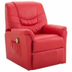 VidaXL Fauteuil de massage Rouge Similicuir