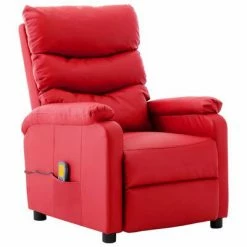 VidaXL Fauteuil de massage inclinable Rouge Similicuir
