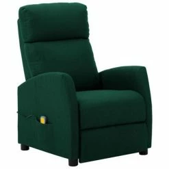 VidaXL Fauteuil de massage inclinable Vert foncé Tissu