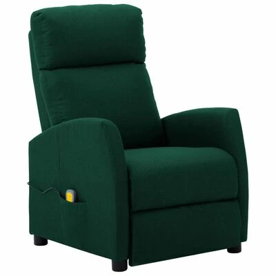 VidaXL Fauteuil de massage inclinable Vert foncé Tissu 1 VidaXL Fauteuil de massage inclinable Vert foncé Tissu