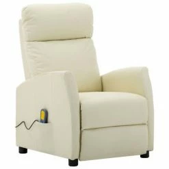 VidaXL Fauteuil de massage inclinable Crème Similicuir