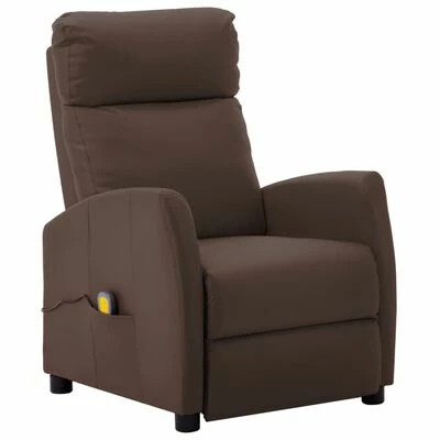 VidaXL Fauteuil de massage inclinable Marron Similicuir 1 VidaXL Fauteuil de massage inclinable Marron Similicuir