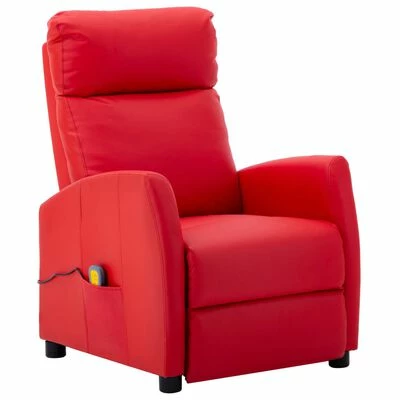 VidaXL Fauteuil de massage inclinable Rouge Similicuir 1 VidaXL Fauteuil de massage inclinable Rouge Similicuir