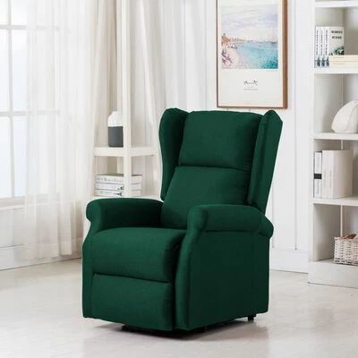 VidaXL Fauteuil de massage inclinable Vert Tissu 2 VidaXL Fauteuil de massage inclinable Vert Tissu – Image 2