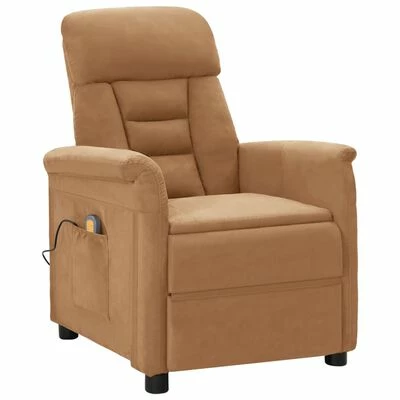 VidaXL Fauteuil inclinable de massage Taupe Similicuir daim 1 VidaXL Fauteuil inclinable de massage Taupe Similicuir daim