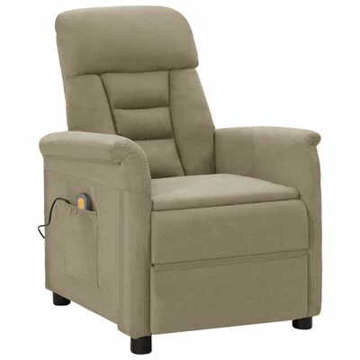 VidaXL Fauteuil inclinable de massage Gris clair Similicuir daim 1 VidaXL Fauteuil inclinable de massage Gris clair Similicuir daim