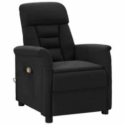 VidaXL Fauteuil inclinable de massage Noir Similicuir daim