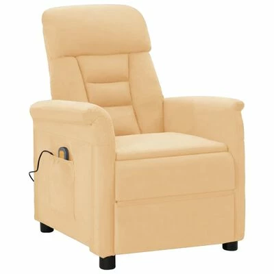 VidaXL Fauteuil inclinable de massage Crème Similicuir daim 1 VidaXL Fauteuil inclinable de massage Crème Similicuir daim