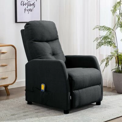 VidaXL Fauteuil inclinable de massage Gris foncé Tissu 2 VidaXL Fauteuil inclinable de massage Gris foncé Tissu – Image 2