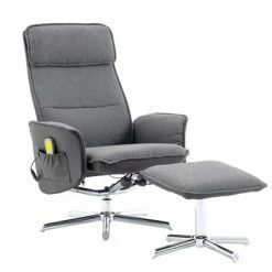VidaXL Fauteuil de massage avec repose-pied Gris clair et noir Tissu