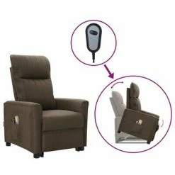 VidaXL Fauteuil inclinable de massage Marron Tissu