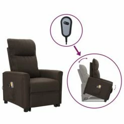 VidaXL Fauteuil inclinable de massage Marron foncé Tissu
