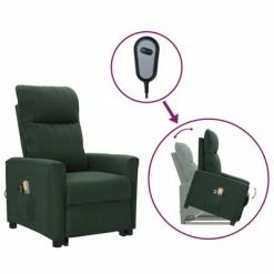 VidaXL Fauteuil inclinable de massage Vert foncé Tissu