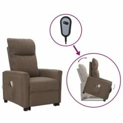 VidaXL Fauteuil inclinable de massage Taupe Tissu