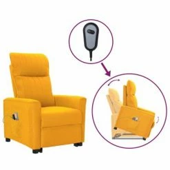 VidaXL Fauteuil inclinable de massage Jaune Tissu
