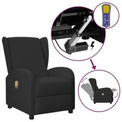 VidaXL Fauteuil inclinable releveur de massage Noir Similicuir