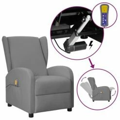 VidaXL Fauteuil inclinable releveur de massage Gris Similicuir