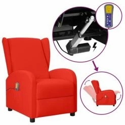 VidaXL Fauteuil inclinable releveur de massage Rouge Similicuir