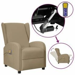 VidaXL Fauteuil inclinable releveur de massage Cappuccino Similicuir