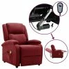 VidaXL Fauteuil de massage inclinable électrique Rouge bordeaux Tissu