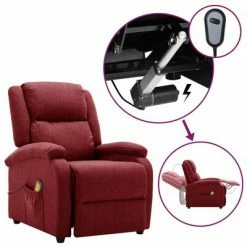 VidaXL Fauteuil de massage inclinable électrique Rouge bordeaux Tissu
