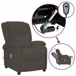 VidaXL Fauteuil de massage inclinable électrique Gris foncé Velours