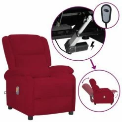 VidaXL Fauteuil de massage inclinable électrique Bordeaux Velours