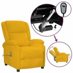 VidaXL Fauteuil de massage inclinable électrique Jaune Velours