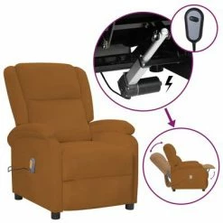 VidaXL Fauteuil de massage inclinable électrique Marron Velours