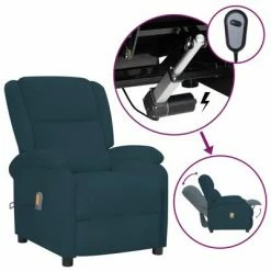 VidaXL Fauteuil de massage inclinable électrique Bleu Velours