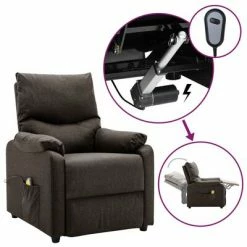 VidaXL Fauteuil de massage inclinable électrique Marron foncé Tissu