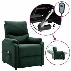 VidaXL Fauteuil de massage inclinable électrique Vert foncé Tissu