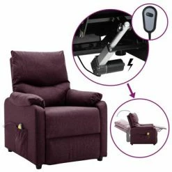 VidaXL Fauteuil inclinable électrique de massage Violet Tissu