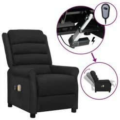 VidaXL Fauteuil inclinable électrique de massage Noir Similicuir