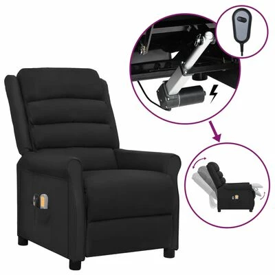 VidaXL Fauteuil inclinable électrique de massage Noir Similicuir 1 VidaXL Fauteuil inclinable électrique de massage Noir Similicuir