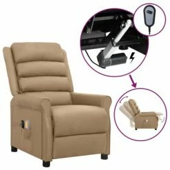 VidaXL Fauteuil inclinable électrique de massage Cappuccino Similicuir